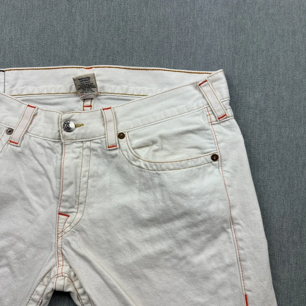 Vintage True Religion Jeans Men 38 Fit 38X33 White Straight Flap Pocket Made USA